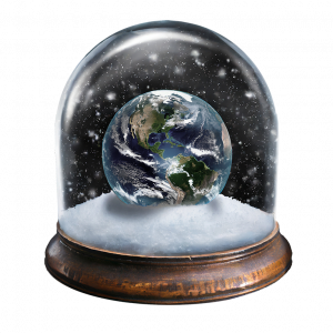 Planeta Tierra dentro de una bola de nieve