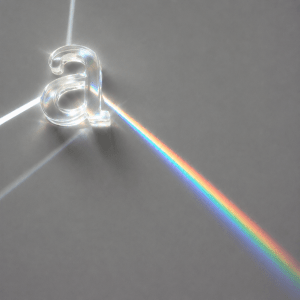 Prima de cristal con forma de letra a minúscula
